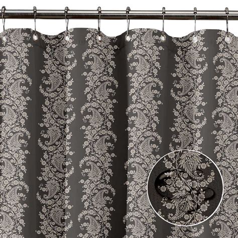 S4sassy Grey Paisley And Floral Bathroom Decor Shower Waterproof Curtain
