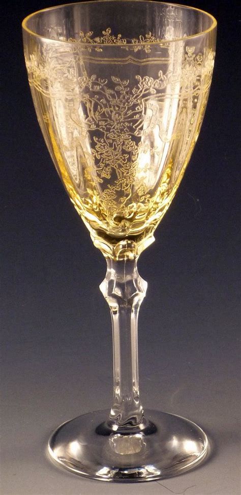 Fostoria June Topaz Yellow Wine Goblet Elegant Glass Bows Etsy