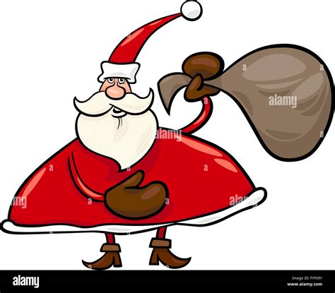 Santa Claus With Sack Cartoon Illustration Stock Photo Alamy