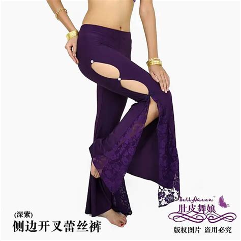 Professional Belly Dance Flank Openings Lace Trousers Pants Latin Dance Women Suit Dance Costume