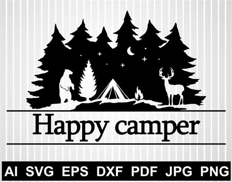 Happy Camper Svg Cuts File For Cricut Vector Design Adventure Etsy