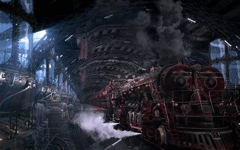 Fantasy Art Digital Art Train Station Steam Locomotive Train