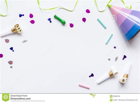 Download Colored Party Hat And Confetti On White Background Top ...