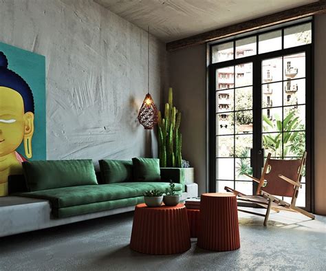 Asian Style Interiors Spliced With Sumptuous Deep Green ...