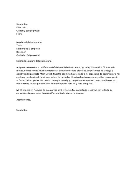 Carta De Renuncia En Nicaragua U Carta De