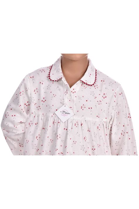 chemise de nuit fille hiver en pilou 100 coton imprimé bouquets