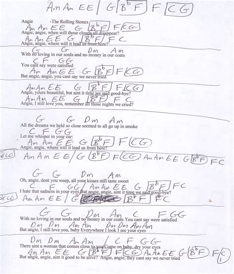 Angie Rolling Stones Guitar Chord Chart Learn Guitar Chords Easy Guitar Songs Guitar