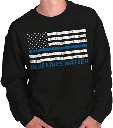 Blue Lives Matter Blue Line Flag Womens Mens Crew