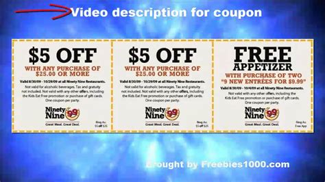 View our latest 99 restaurant & pub coupons, deals to get great savings on your order. 99 Restaurant Coupons - YouTube