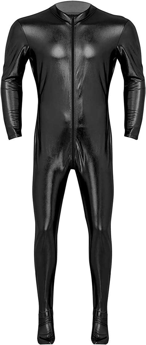chictry herren wetlook jumpsuit overall dessous unterhemd männer leder optik body bodysuit sport