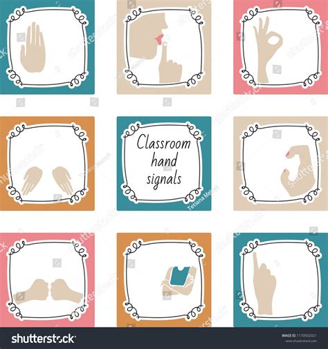 Hand Signals Classroom Management Stock Vector (Royalty Free