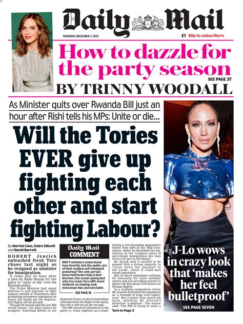 Daily Mail Front Page 7th Of December 2023 Tomorrows Papers Today