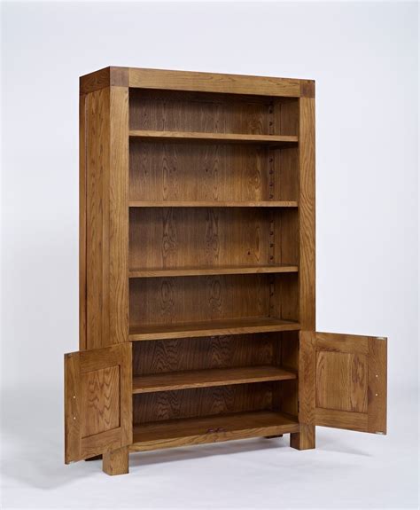 Santana Rustic Oak Bookcase With Cupboard Bookcases And Shelving