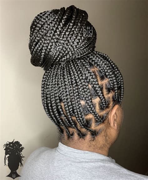 Knotless Box Braids Bun In 2020 Box Braids Bun Braided Bun Lose Braids