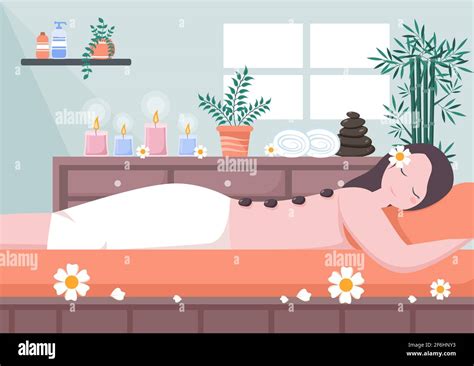 Massage Vector Illustration In Beauty Salon Body Spa Relaxation Facial Essential And Skincare