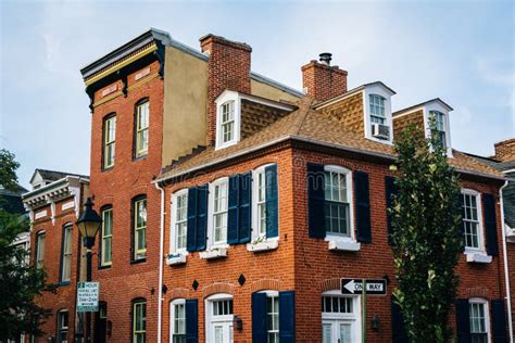 Historic Brick Row Houses In Fells Point Baltimore Maryland Stock