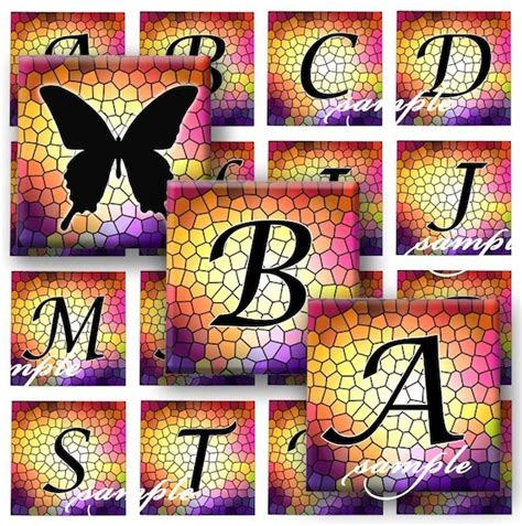 Items Similar To Stained Glass Alphabet Digital Collage 101 Sheet 7