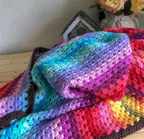 Crochet Blanket Pattern Ombre Granny Stripe Crochet Blanket Etsy Uk