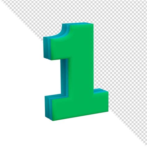 Premium Psd 3d Render Green Alphabet Number 1