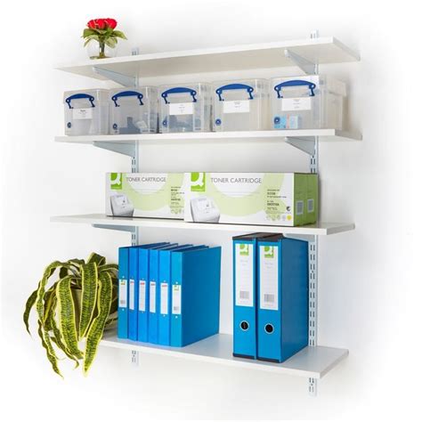 Office Wall Mounted Shelving Kits In White 900mm Wide Melamine