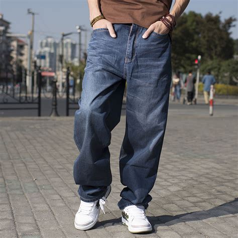 Male Hip Hop Baggy Jeans For Men Wide Leg Skateboard Pants Brands Plus