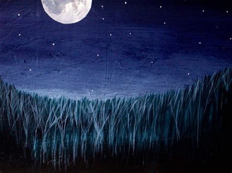 Night Landscape Full Moon Fine Art Original Painting Starry Etsy