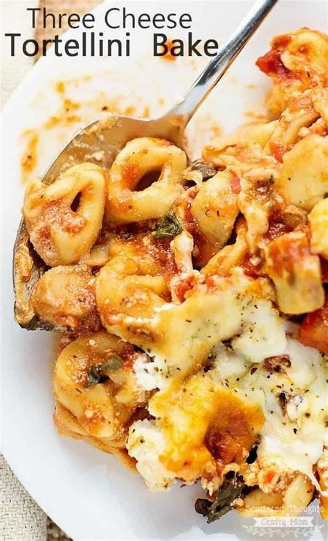 Spoon a thin layer of meat sauce in the bottom of a casserole dish. Three Cheese Tortellini Bake - Scattered Thoughts of a ...