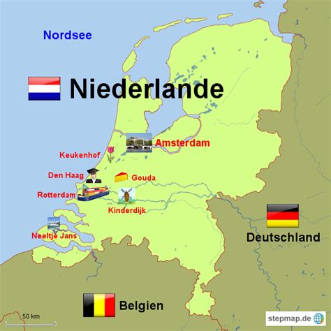 Wandkarten des landes und der städte in den niederlanden. StepMap - Niederlande - Landkarte für Niederlande