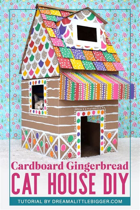 Cardboard Gingerbread Cat House Cardboard Cat House Cat House Diy