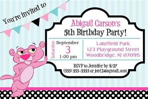 Pink Panther Birthday Invitations Printable By Qualitydesignskathy Sell