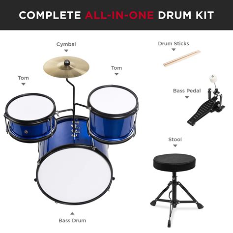 Best Choice Products Kids Drum Set 3 Piece Beginner Drum Set Junior
