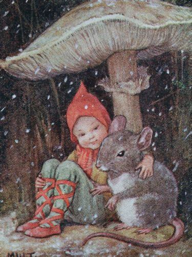 Margaret W Tarrant Fairy Mouse Under A Mushroom Victorian Illustrator