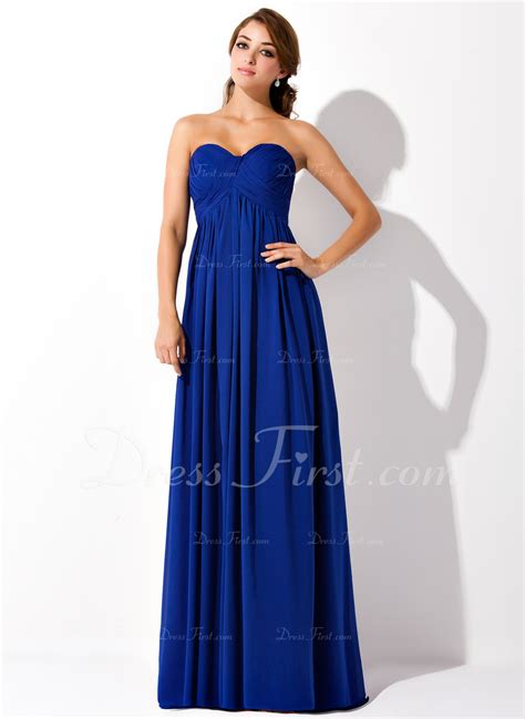 Empire Sweetheart Sweep Train Chiffon Evening Dress With Ruffle