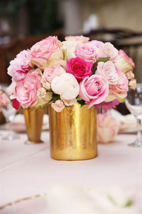 Pink And Gold Wedding Centerpieces Flowers And Gold