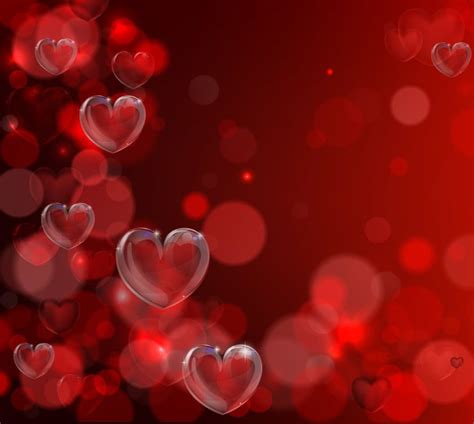 Fluorescent Bokeh Hearts Valentine Background Vector Download