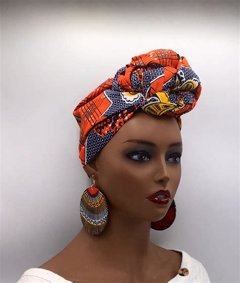 Orange African Head Wrap African Scarf African Turban Head Wraps For Women Hair Wrap