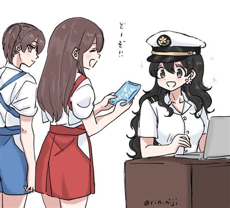 Kaga Akagi And Female Admiral Kantai Collection Drawn By Rin Rin