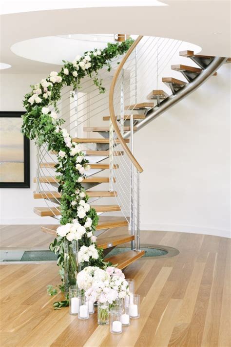 Staircase Garland And Flowers Wedding Staircase Decoration Wedding