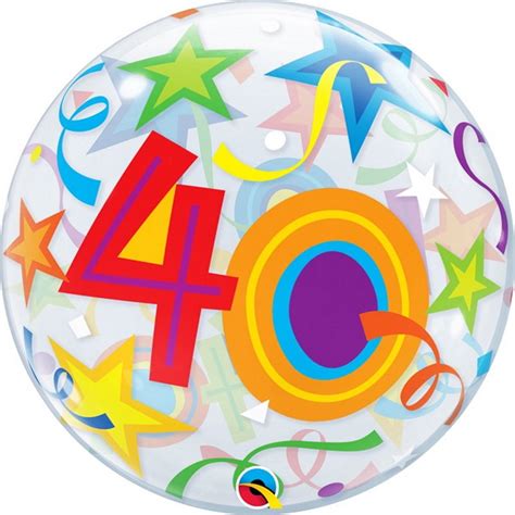 Colourful Stars 40th Bubble Balloon 22 Inch Party Save Smile