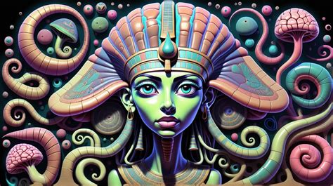 Vibrant Psychedelic Egyptian Brain Art Muse Ai