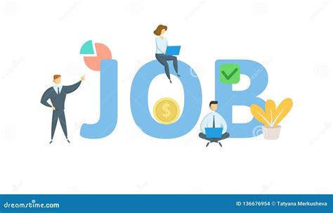 Job Word Concept Banner Concept With People Letters And Icons Flat