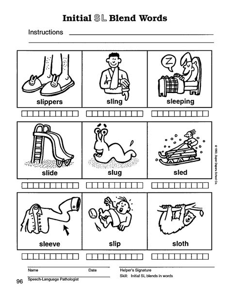 S Blends Worksheet Speech Therapy