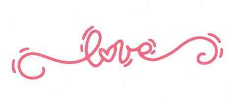 Premium Vector Pink Vector Monoline Calligraphy Text Love Valentines