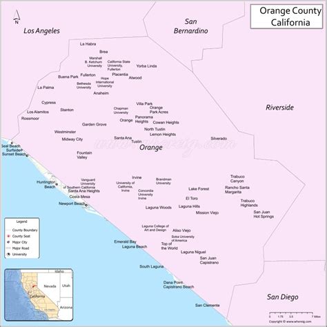 Map Of Orange County California Showing Cities Highways And Important