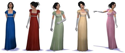 Mod The Sims Regency Maxis Match Gown 5 Colors Sims 2 Hair Sims