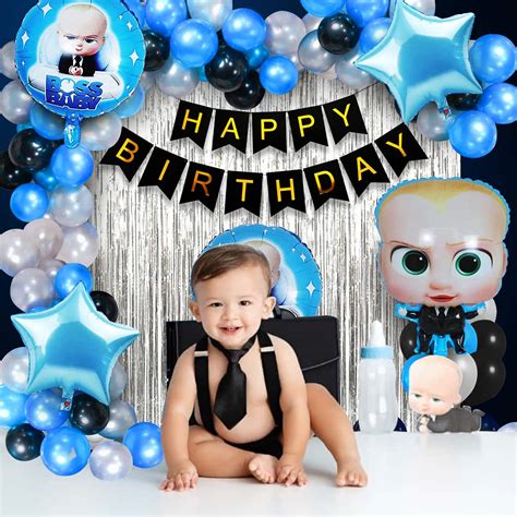 Party Propz Boss Baby Birthday Decorations Items Kit 55pcs Combo Set