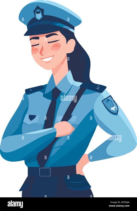 Beautiful Girl Police Officer In Uniform Vector Illustration Isolated