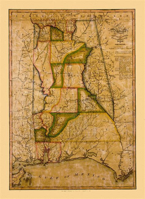 Map Of Alabama 1850 Photograph By Andrew Fare Pixels