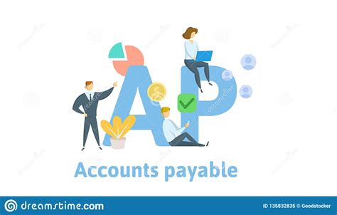 Accounts Payable Illustration With Businessman Working On Paper