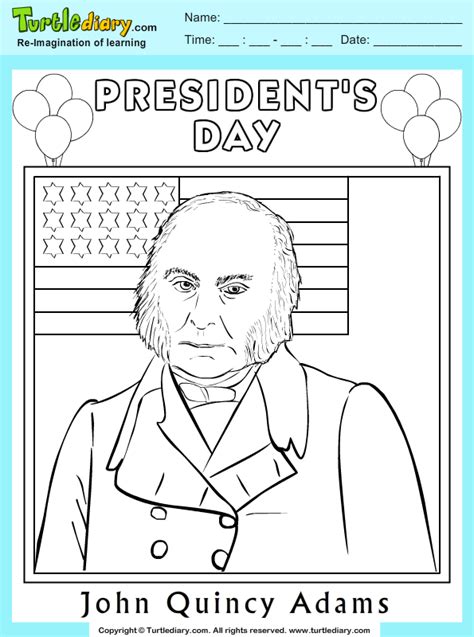 Ike eisenhower appears on the us dollar coin. John Quincy Adams Coloring Sheet | Turtle Diary